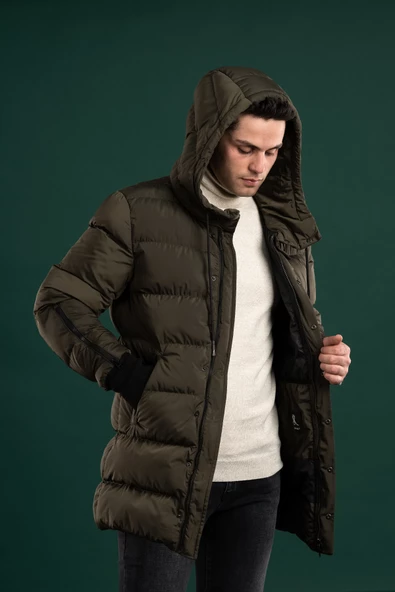 SİR REGULAR FİT KAPŞONLU ASTARLI UZUN KALIN ŞİŞME MONT - 10