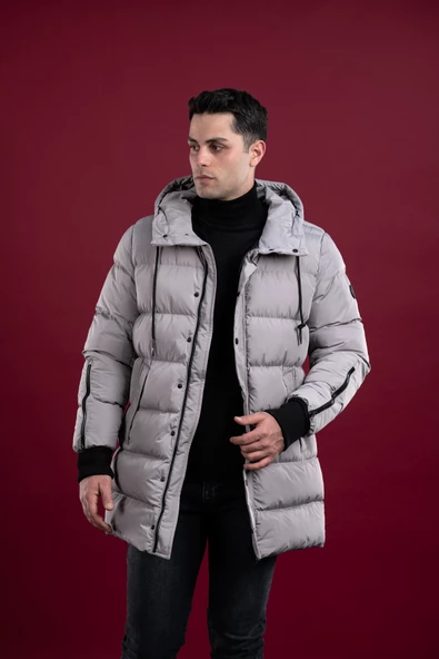 SİR REGULAR FİT KAPŞONLU ASTARLI UZUN KALIN ŞİŞME MONT - 8