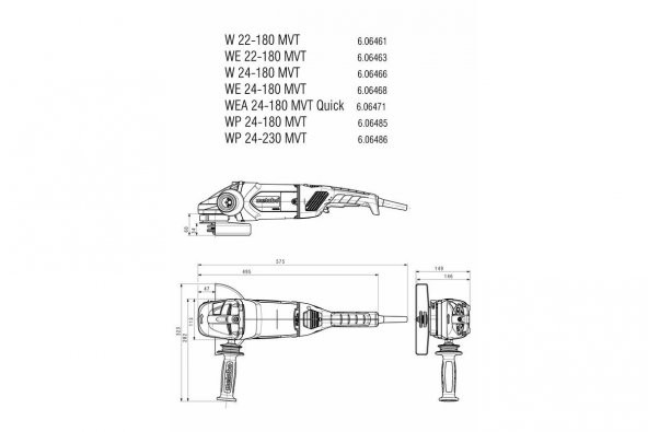 Metabo W 22-180 MVT Büyük Taşlama 2200W 180mm - 2