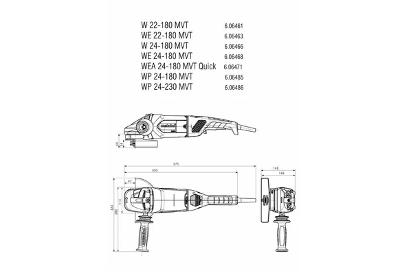 Metabo W 22-180 MVT Büyük Taşlama 2200W 180mm - 2