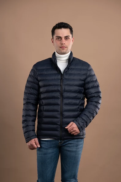 FBI SLİMFİT DİK YAKA FERMUARLI ERKEK İNCE ŞİŞME PUFFER MONT - 4