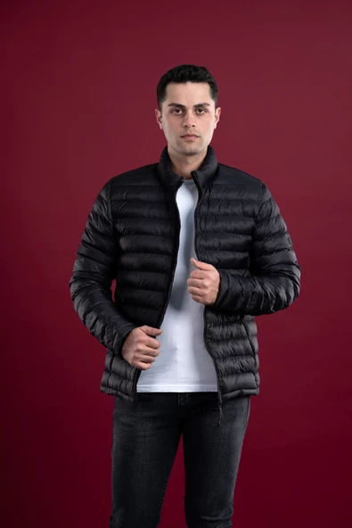 FBI SLİMFİT DİK YAKA FERMUARLI ERKEK İNCE ŞİŞME PUFFER MONT - 7