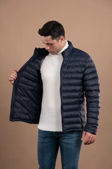 FBI SLİMFİT DİK YAKA FERMUARLI ERKEK İNCE ŞİŞME PUFFER MONT - 3