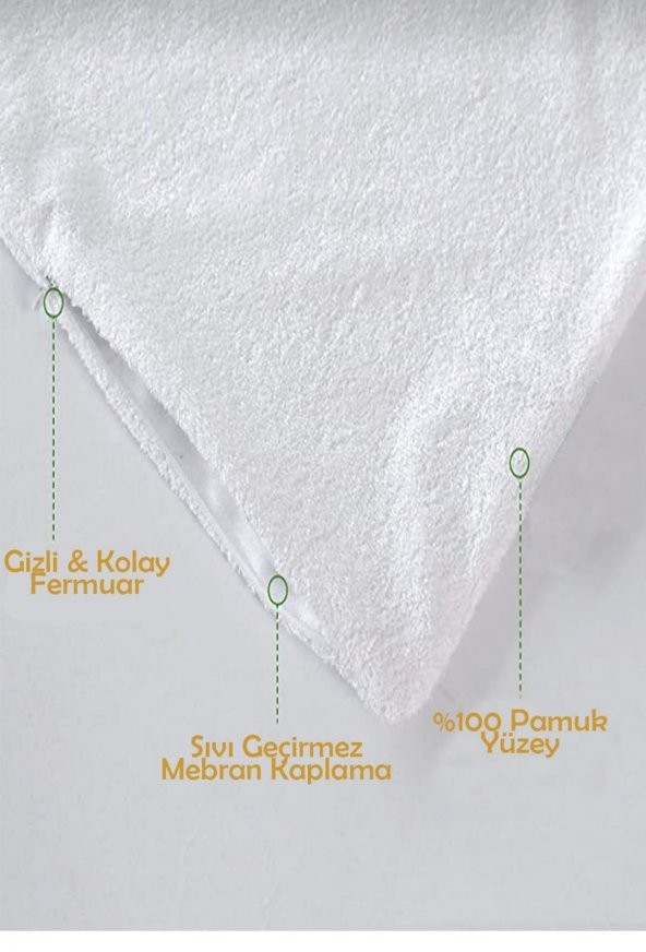 10 Adet Pamuklu  Fermuarli  Sıvı  Geçirmez  Yastık Alezi Yastık  Koruyucu Yastık  Kılıfı Yastıkİ çi 50x70 Cm - 3