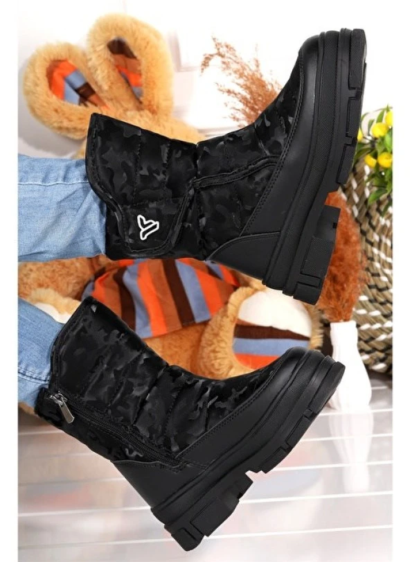 MİNİCAN KIZ ÇOCUĞU KAYMAZ ORTOPEDİK TABAN FERMUARLI İÇİ TERMAL KÜRKLÜ SU GEÇİRMEZ KAR BOTU - 3