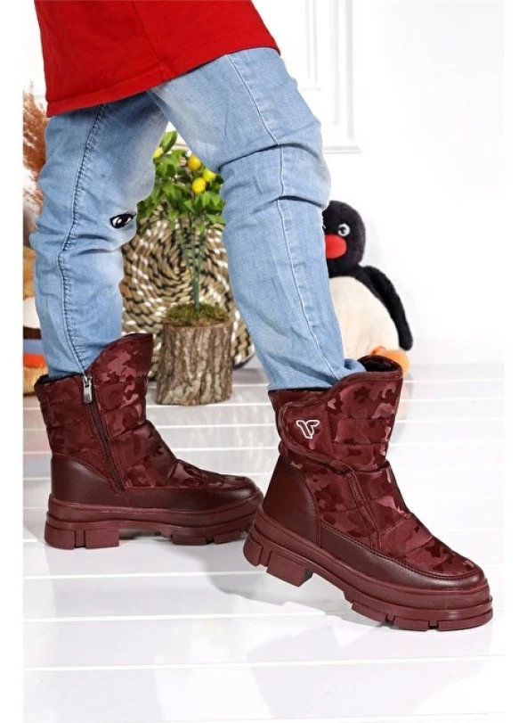 MİNİCAN KIZ ÇOCUĞU KAYMAZ ORTOPEDİK TABAN FERMUARLI İÇİ TERMAL KÜRKLÜ SU GEÇİRMEZ KAR BOTU - 8