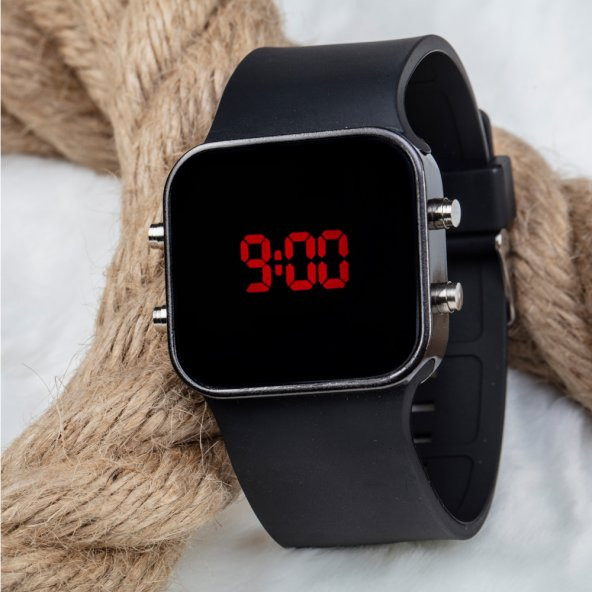 Unisex Dijital Led Kol Saati Silikon Bileklik Saat Süper Yeni Model Kol Saati Siyah ST-303056 - 4
