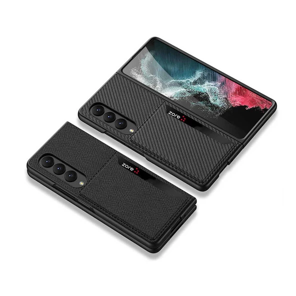 Galaxy Z Fold 4 Kılıf Karbonfiber Arka Yüzey Kartlıklı Kıpta - Resim 11
