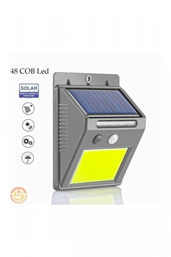 Cob Led Ampul Aplik Solar Led Tek Sensörlü 48 Led bahçe aydınlatma