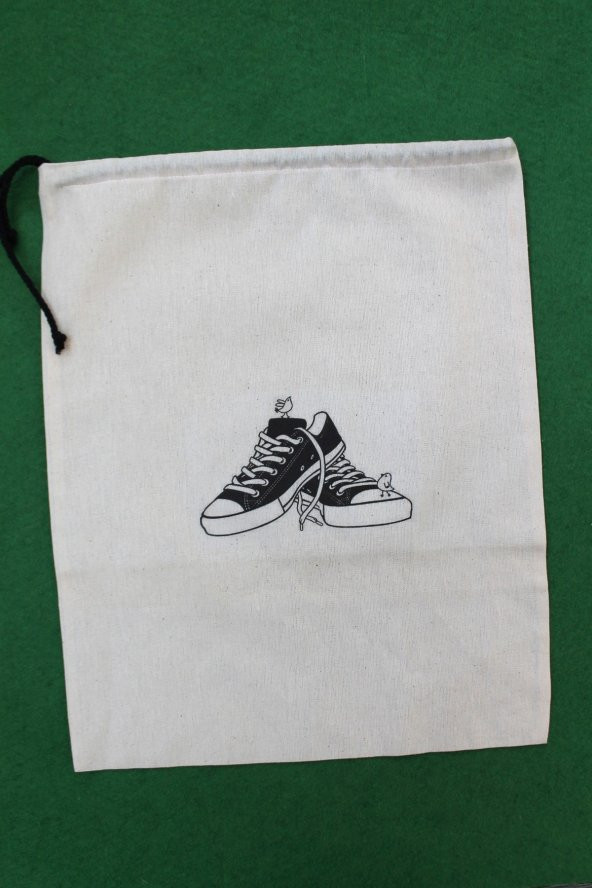 2 Adet Sport Shoes Baskılı Keten Ayakkabı Poşeti - Ayakkabı Düzenleyici - 2