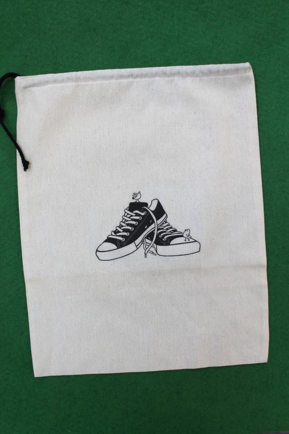 2 Adet Sport Shoes Baskılı Keten Ayakkabı Poşeti - Ayakkabı Düzenleyici - 5