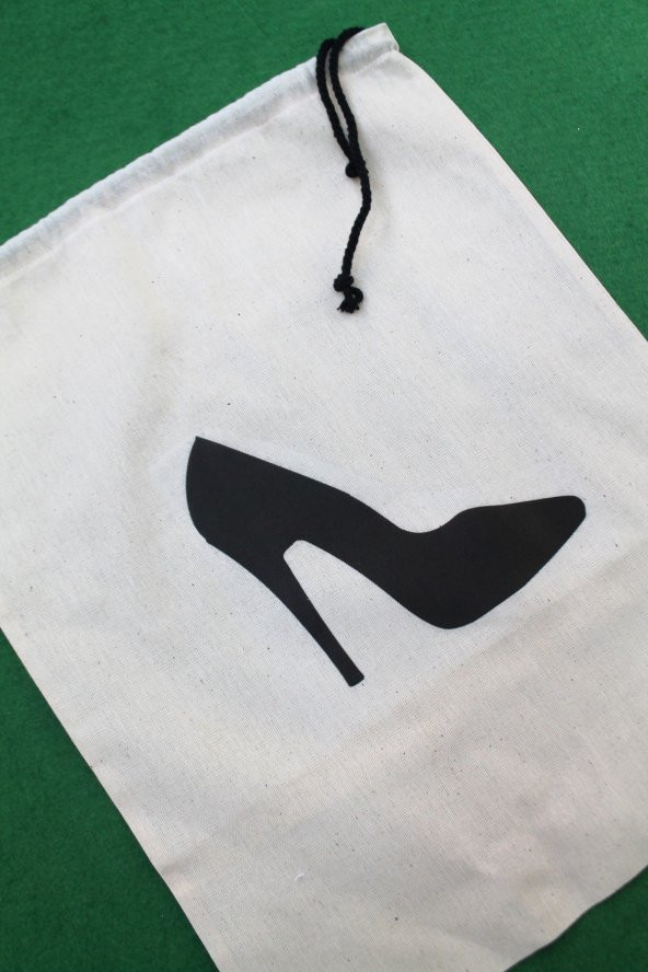 2 Adet Stiletto Baskılı Keten Ayakkabı Poşeti - Ayakkabı Düzenleyici - 4
