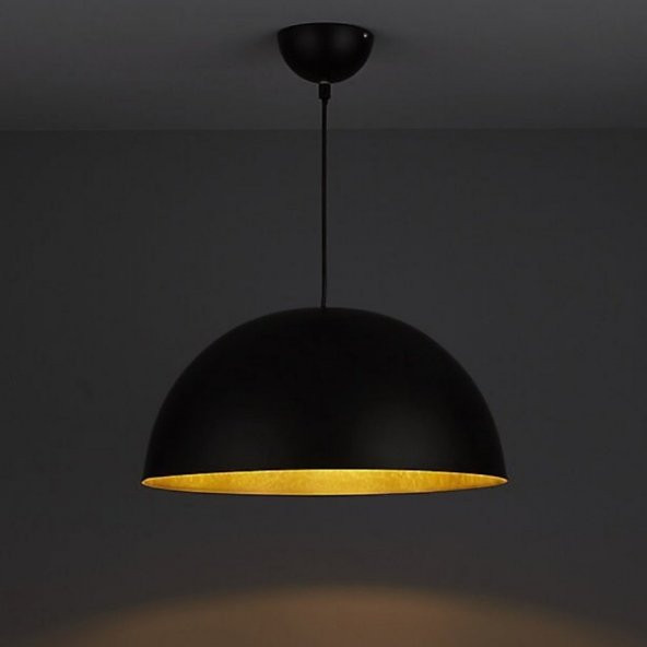 MYLİGHTS  40 CM METAL SARKIT AVİZE SİYAH İÇİ ALTIN RUSTİK AVİZE - 2