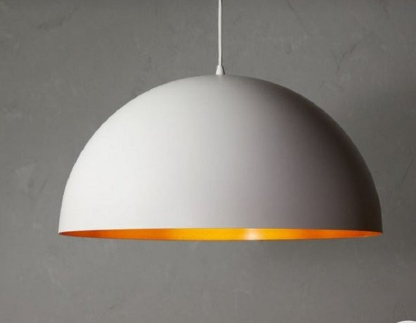 MYLİGHTS 40 CM BEYAZ İÇİ ALTIN METAL SARKIT AVİZE MUTFAK AVİZE GENC ODASI