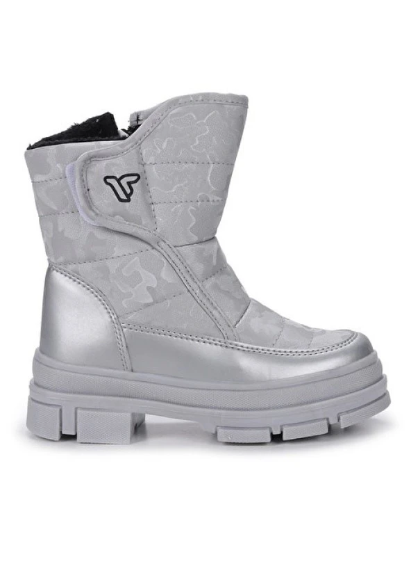 MİNİCAN KIZ ÇOCUĞU KAYMAZ ORTOPEDİK TABAN FERMUARLI İÇİ TERMAL KÜRKLÜ SU GEÇİRMEZ AÇIK GRİ KAR BOTU - 4