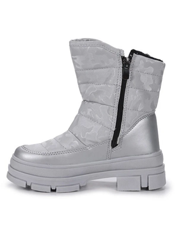 MİNİCAN KIZ ÇOCUĞU KAYMAZ ORTOPEDİK TABAN FERMUARLI İÇİ TERMAL KÜRKLÜ SU GEÇİRMEZ AÇIK GRİ KAR BOTU - 5