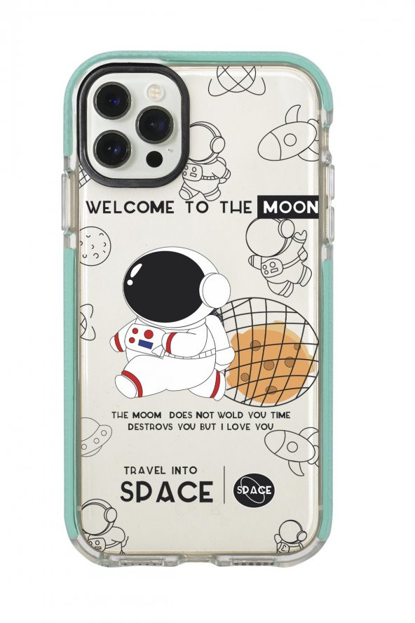 iPhone 12 Pro Max Sevimli Astronot Candy Bumper Silikonlu Telefon Kılıfı