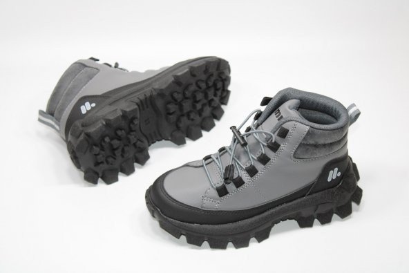 MİNİCAN KAYMAZ KALIN DİŞLİ TABAN LASTİK BAĞCIKLI KOLAY GİYİM KISA BOY TREKKİNG SPOR BOT - 3