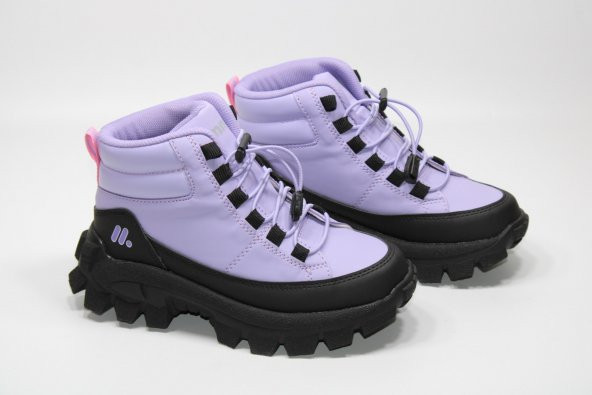 MİNİCAN KAYMAZ KALIN DİŞLİ TABAN LASTİK BAĞCIKLI KOLAY GİYİM KISA BOY TREKKİNG SPOR BOT - 5