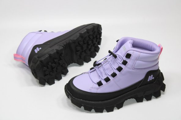 MİNİCAN KAYMAZ KALIN DİŞLİ TABAN LASTİK BAĞCIKLI KOLAY GİYİM KISA BOY TREKKİNG SPOR BOT - 7