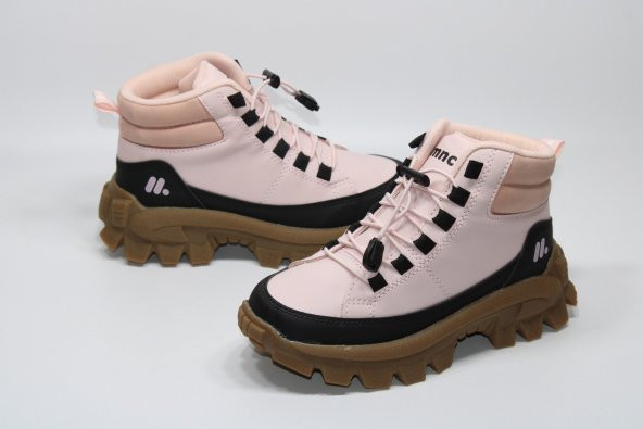 MİNİCAN KAYMAZ KALIN DİŞLİ TABAN LASTİK BAĞCIKLI KOLAY GİYİM KISA BOY TREKKİNG SPOR BOT - 9