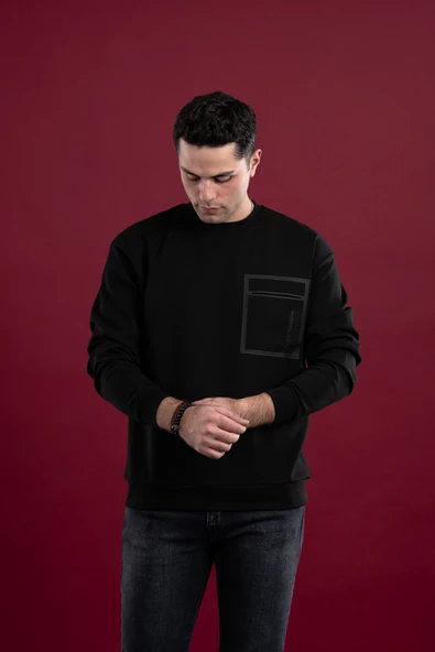 OVERSİZE BASKILI PAMUKLU ERKEK SWEATSHİRT - 8