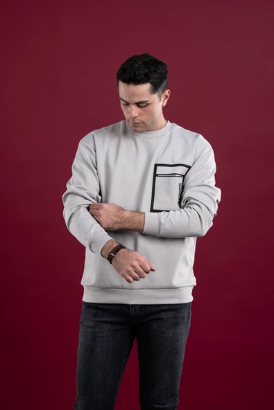 OVERSİZE BASKILI PAMUKLU ERKEK SWEATSHİRT - 2