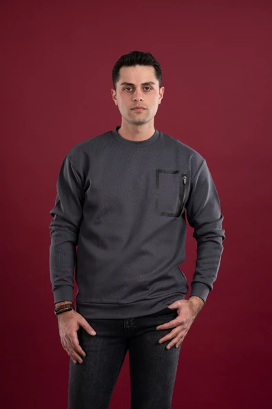 OVERSİZE BASKILI PAMUKLU ERKEK SPOR SWEATSHİRT - 4