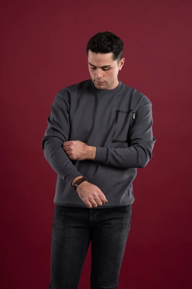 OVERSİZE BASKILI PAMUKLU ERKEK SPOR SWEATSHİRT - 3