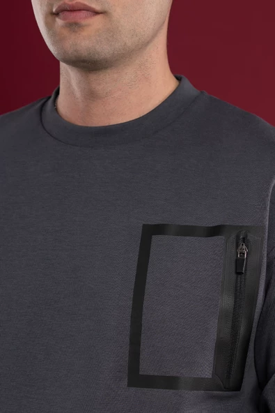 OVERSİZE BASKILI PAMUKLU ERKEK SPOR SWEATSHİRT - 6