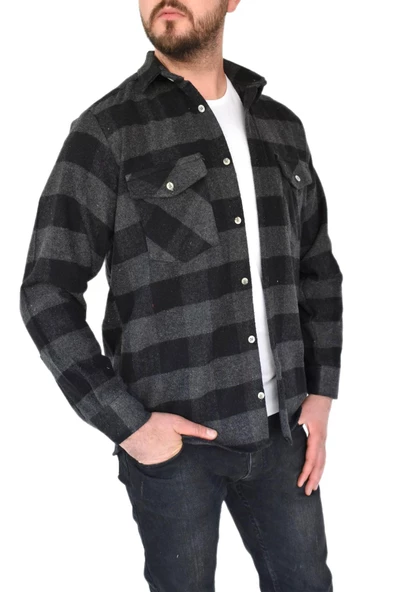 Erkek Oduncu Çift Cep Kapaklı Regular Fit Gömlek BGL-ST02338 - Resim 6