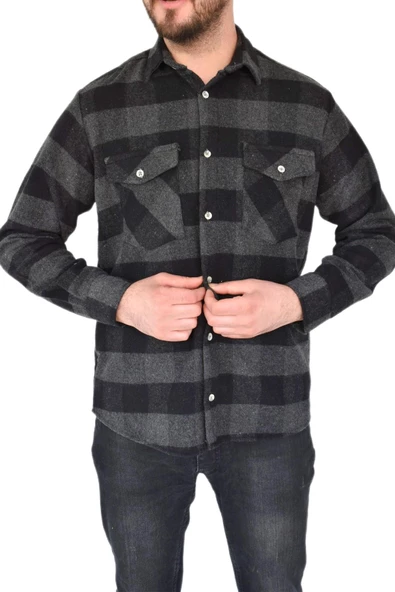 Erkek Oduncu Çift Cep Kapaklı Regular Fit Gömlek BGL-ST02338 - Resim 10