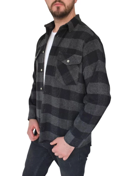 Erkek Oduncu Çift Cep Kapaklı Regular Fit Gömlek BGL-ST02338 - Resim 4