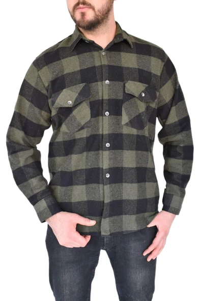 Erkek Oduncu Çift Cep Kapaklı Regular Fit Gömlek BGL-ST02338 - Resim 11