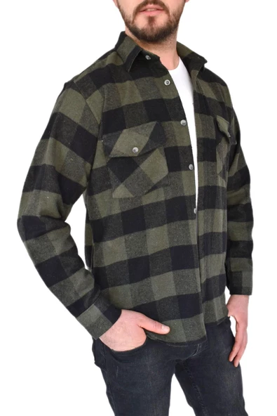 Erkek Oduncu Çift Cep Kapaklı Regular Fit Gömlek BGL-ST02338 - Resim 5