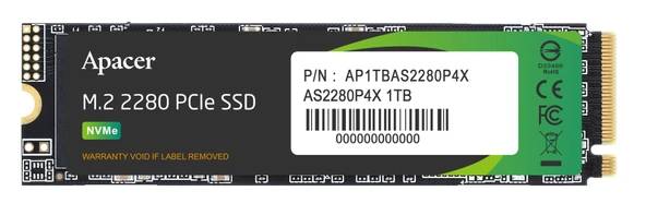 Apacer AS2280P4X-1 1TB 2100-1700 MB/s M.2 PCIe Gen3x4 SSD (AP1TBAS2280P4X-1)