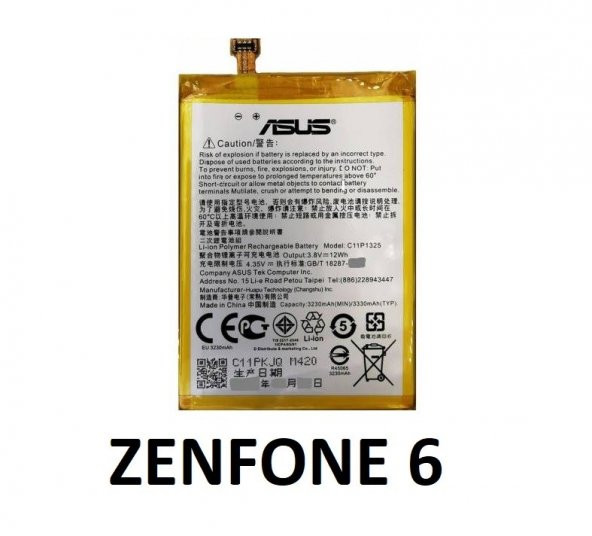 Asus Zenfone 6 Batarya Pil 100 Orjinal C11P1325