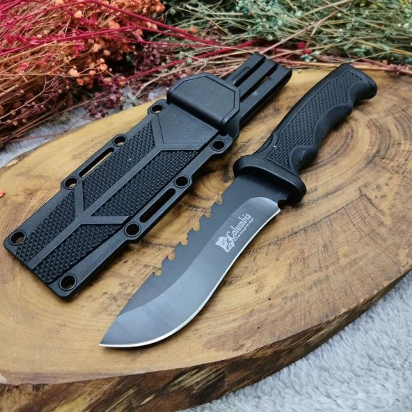 22 cm columbia Klipsli Plastik Sert Kılıflı Rambo Bıçak