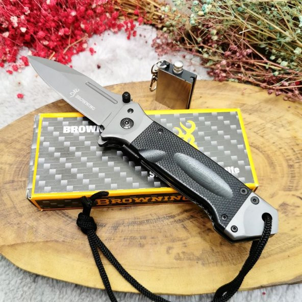 22 CM MÜKEMMEL ipli browning otomatık yanında zippo kibrit ile birlikte