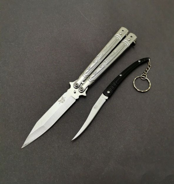 22 cm komple çelik kemer klipsli kelebek yanında kılçık çakı ile