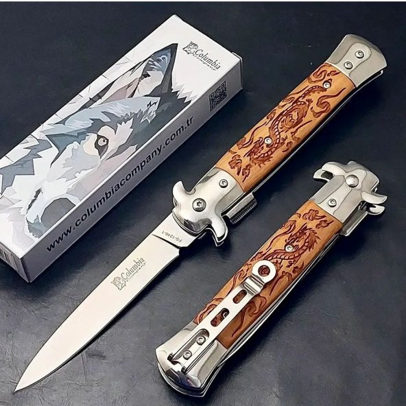 23 cm orjinal columbia manuel ahşap kabzeli yanında zippo kibrit ile birlikte