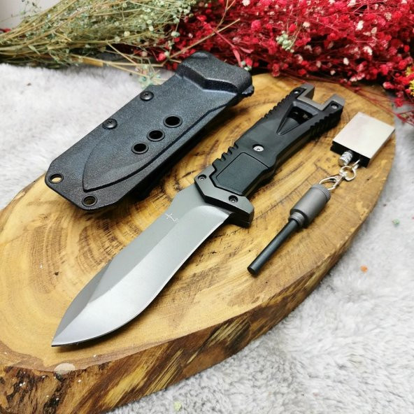 25 cm 4mm et kalinlik yekpare kendinden magnezyum çubuklu sert kılıflı mükrmmel TACTİCAL avcı bıçağı yanında zippo kibrit ile birlikte