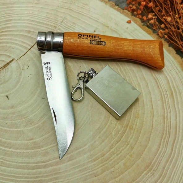 9 numara 21 cm orjinal fransız opinel marka çakı yanında zippo kibrit ile birlikte
