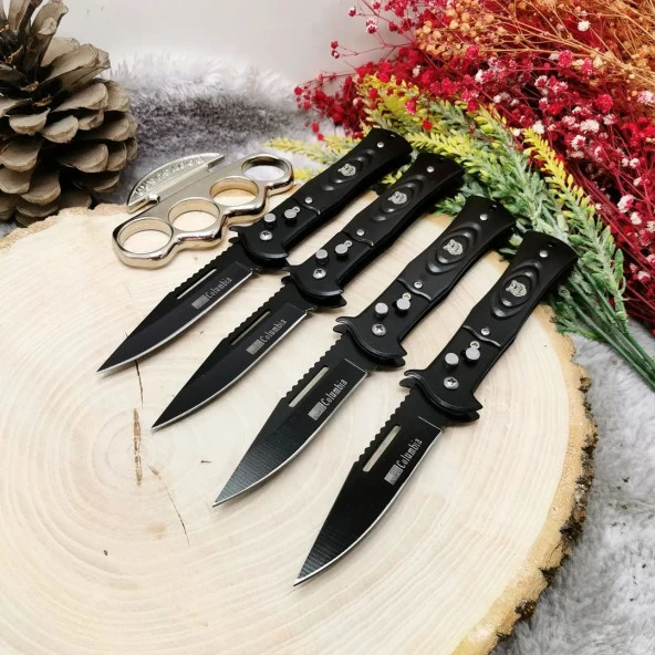 21 cm 4 adet otomatik bıçak yanında muşta ile birlikte