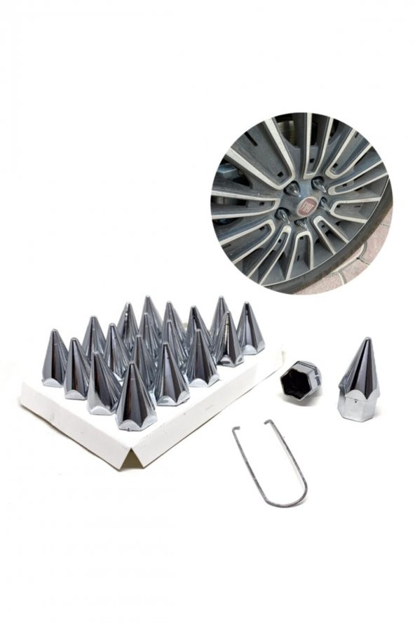 Sivri Bijon Kapağı - Krom Bijon Kapağı - Jant Bijon Kapağı - Bijon Kapağı - Araba Bijon Sivri 19mm - 1