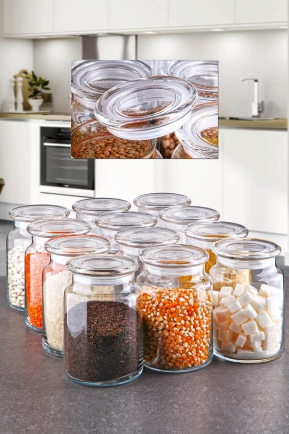 Rossel Premium 12li Cam Kapaklı Cam Kavanoz 800 ml G2739