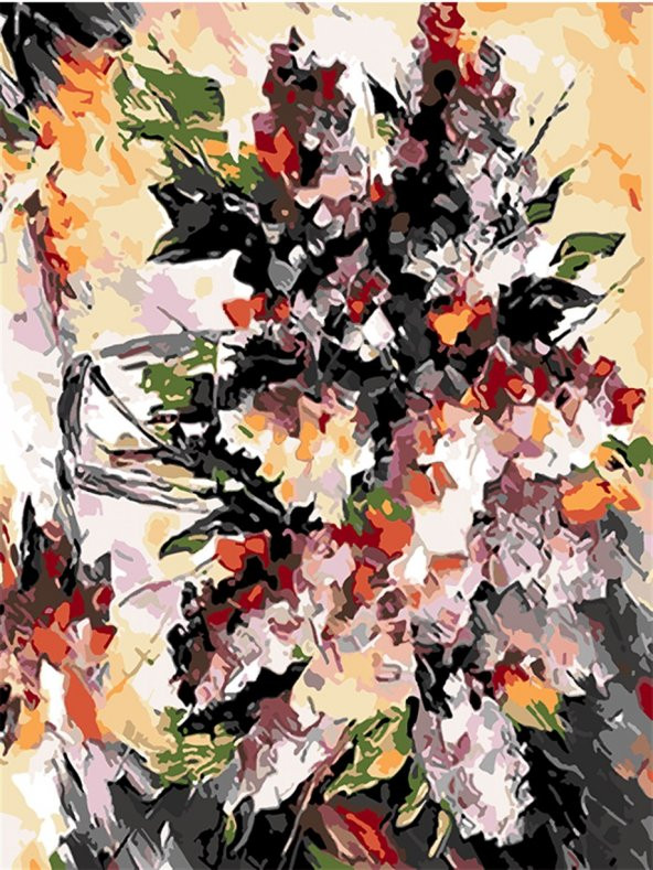 Pastel Çiçek Sayılarla Boyama Seti(50x65 cm Tuval Şasesine Gerili)