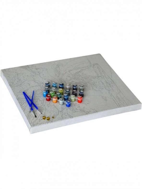 Baba Ve Çocuk Sayılarla Boyama Seti 50x65 cm (Tuvale Gerili) - 3