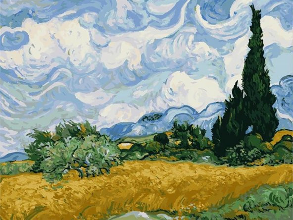 Van Gogh Buğday Tarlası Sayılarla Boyama Seti 40x50 cm (Tuvale Gerili)