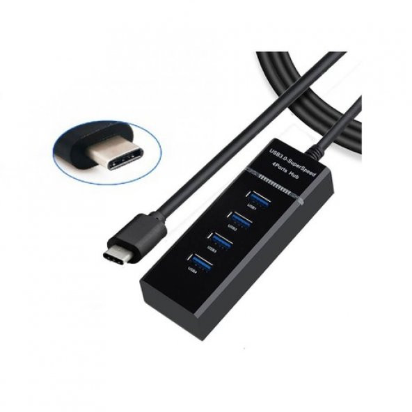 Usb 3.1 Type-C Çoklayıcı 4 Port Usb 3.0 Hub - Type C To Usb ... (552904253) - Resim 2